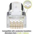 thumbnail image 3 of 20 Pcs Cat6/6A RJ45 Pass Through Modular Plugs, Shielded (STP) External Ground Connector,EZ Crimp, 3 of 5