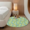 thumbnail image 2 of Round Rugs 3.3Ft, Summer Lemon Round Area Rug Washable Indoor Throw Carpet, Green Botanical Blue Flowers Soft Non Slip Circle Rug for Laundry Room Patio Home Decor Aesthetic, 2 of 8