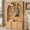 Natural-48.7"W, variant on Hemvt Multifunctional Hall Tree with Storage Bench and Coat Rack, Retro Arched Entryway Organizer with Adjustable Cabinets and Golden Hooks for Mudroom and Hallway