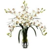 Nearly Natural Cymbidium Orchid Silk Flower Arrangement, White
