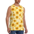 thumbnail image 2 of Kdxio Yellow White Striped Sunflower for Men's Muscle T-shirt,Sleeveless for Workout Running Athletic Gym Lounge Casual, 2 of 5