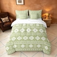 thumbnail image 3 of Manfei Boho Aztec Tribal Twin Bedding, Bohemian Geometric Bedding Comforter Set, Sage Green, Reversible 7pcs, 3 of 6