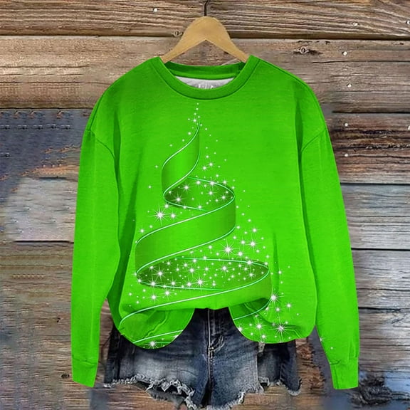 WXLWZYWL Christmas Sweatshirt for Women Plus Size 3D Print Novelty Pullover Tops Casual Dressy Blouse 2024 Xmas Trendy Tops