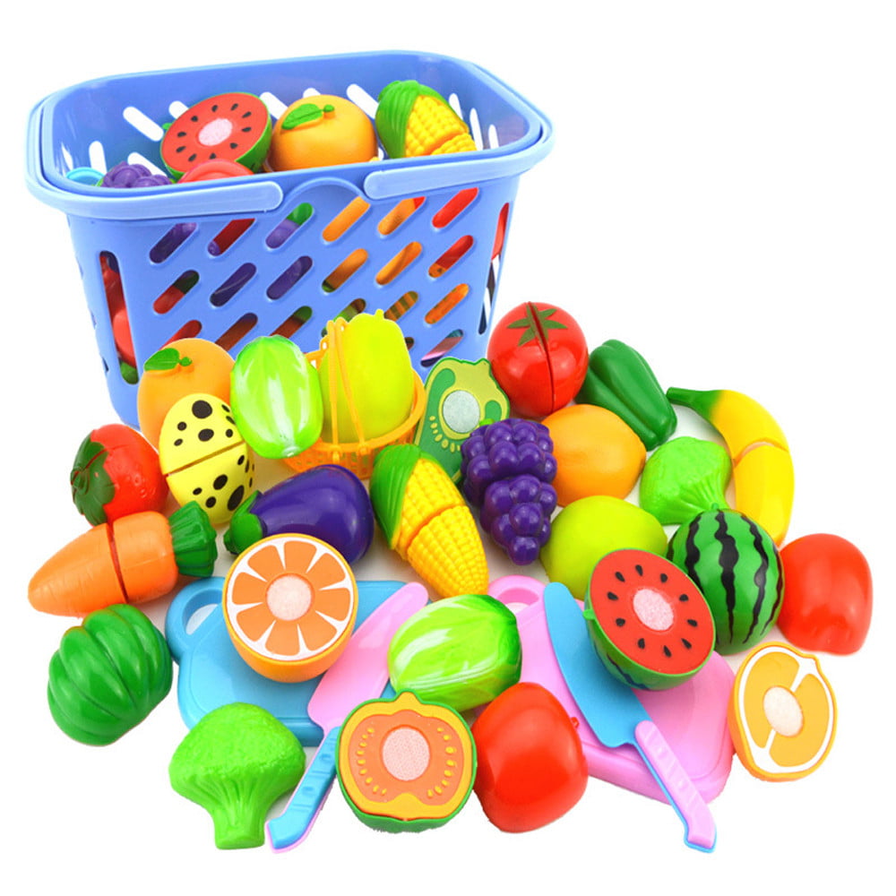 Toy Play Fruit Food Pretend Vegetable Kitchen Cutting Set Role Kids Child Gifts 