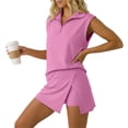 thumbnail image 5 of OJSFQUFP Women Soild Color 2 Pc Skirt Sets Summer Sleeveless Half Zip Sweatshirt Sport Outfits Casual Sweatsuits, 5 of 6