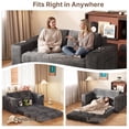 thumbnail image 4 of Lofka Convertible Sofa Bed, 59“ Folding Sleeper Sofa with Soft Corduroy Fabric, 2-in-1 Boneless Loveseat Couch for Living Room, Apartment and Small Spaces, No Assembly Required, Gray, 4 of 10