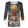 thumbnail image 4 of Craaazy Christmas Tops for Women Christmas Holiday Print 3/4 Sleeve Xmas Blouse Gifts, 4 of 5