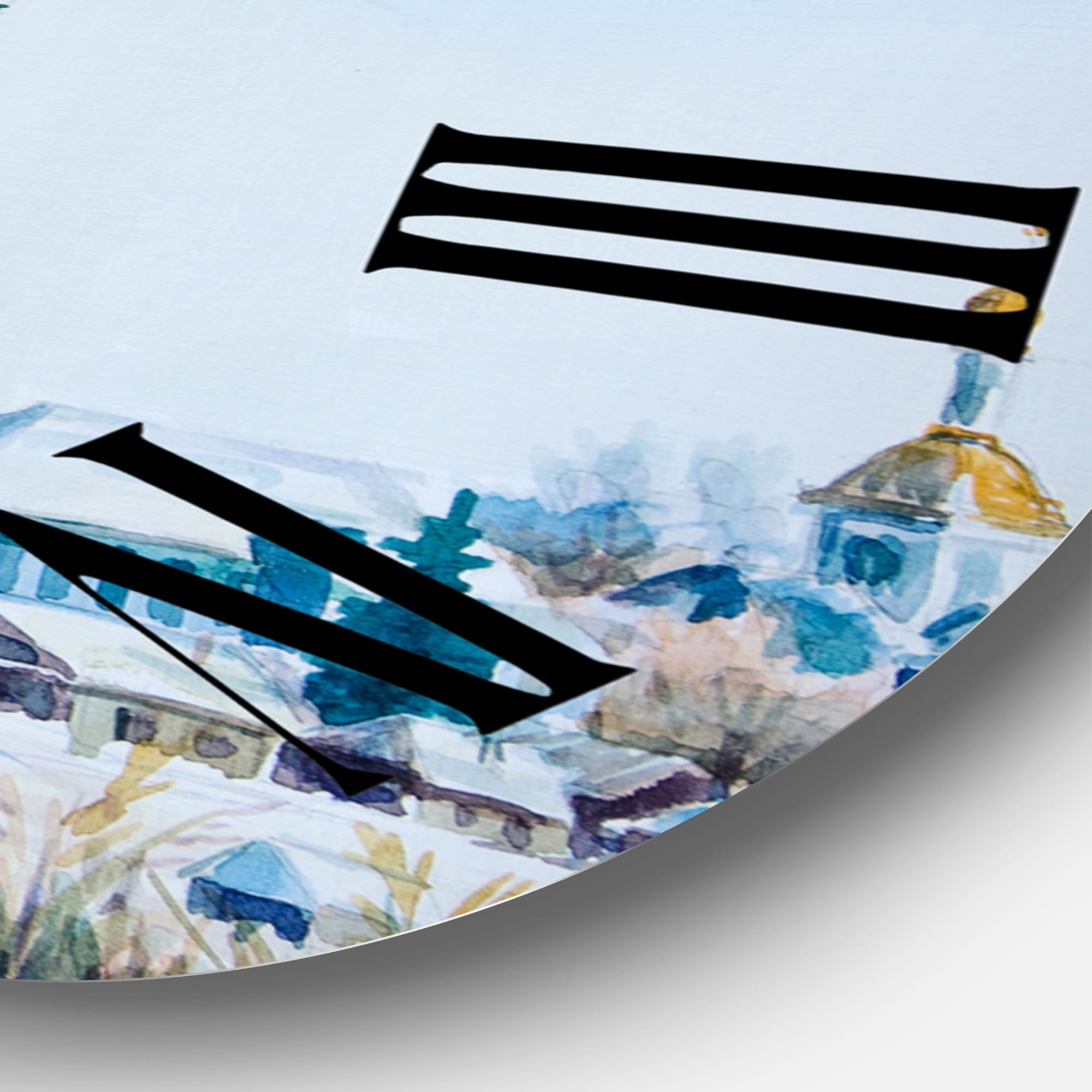 Designart 'Small Town In Winter Times' Traditional Wall Clock