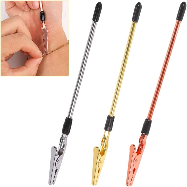 Dosaele 3pcs 6inch Bracelet Helper Tools Self-Help Necklace Helper Tool Bracelet Assistance Equipment for Jewelry & Watch Closures Easy to Clasp and Fasten (3 Colors)