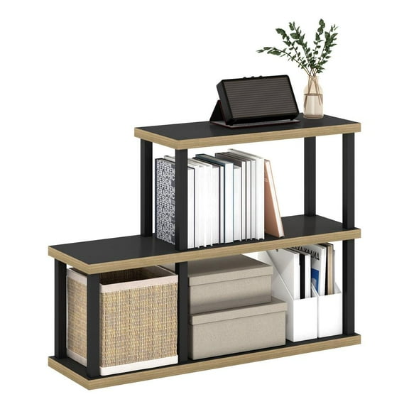 Furinno Turn-N-Tube No Tools 3-Tier Ladder Decorative Display Shelf, Americano/Black