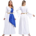 thumbnail image 3 of Vestido Toga de belleza griega romana para mujer, vestido metálico brillante con revestimiento dorado, vestido de fiesta temático Vintage, disfraz de Cosplay de Halloween, 3 of 5