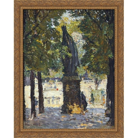 Garden of Luxembourg 28x34 Large Gold Ornate Wood Framed Canvas Art by Henri Martin