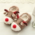 thumbnail image 2 of Christmas Reindeer Fuzzy Slippers for Women Cute Animal Shape Holiday Slip on House Shoes Anti-Slip Winter Loafers Brown 7, 2 of 8
