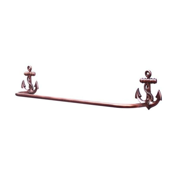 Handcrafted Model Ships ABTH-1002-AC 6 x 4 x 28 in. Antique Copper Anchor Bath Towel Holder