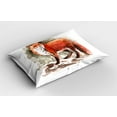 thumbnail image 2 of Ambesonne Fox Pillow Sham 2 Pack, Watercolor Bushy Tail Tod, 36"x20", Burnt Sienna White Brown, 2 of 3