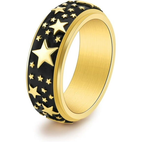 Anxiety Ring for Women Men Stainless Steel Fidget Anxiety Ring 6mm Star Spinner Rings for Women Stress Relieving Reduce Anxiety