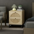 thumbnail image 2 of Rattan Nightstand with 2 Drawers, Wood End Table Side Table for Living Room Bedroom, 2 of 7