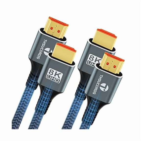 8K 4K HDMI Cables 6.6FT 2 Pack, High Speed Braided HDMI to HDMI 2.1 Cord Supports 8K@60Hz,4K@120Hz 144Hz 48Gbps Compatible with Roku TV/PS5/HDTV/Blu-ray