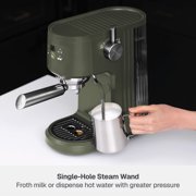 Thyme & Table Mini Barista Espresso Machine, 15-Bar Pressure, Steam Wand, Dusty Moss