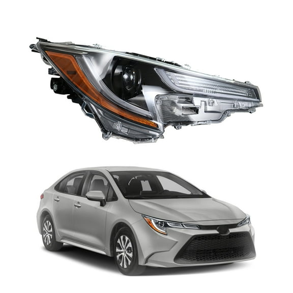Genrics LED Headlights Assembly Replacement for 2020-2021 Toyota Corolla L / LE Projector Headlights Headlamps with Amber Corner Passenger Side