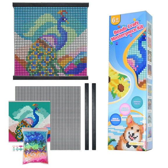 Educational Bead Pack Kit for Kids DIY Craft to Motor Skills and Imagination with Colorful Beads for Indoor and Outdoor Activities