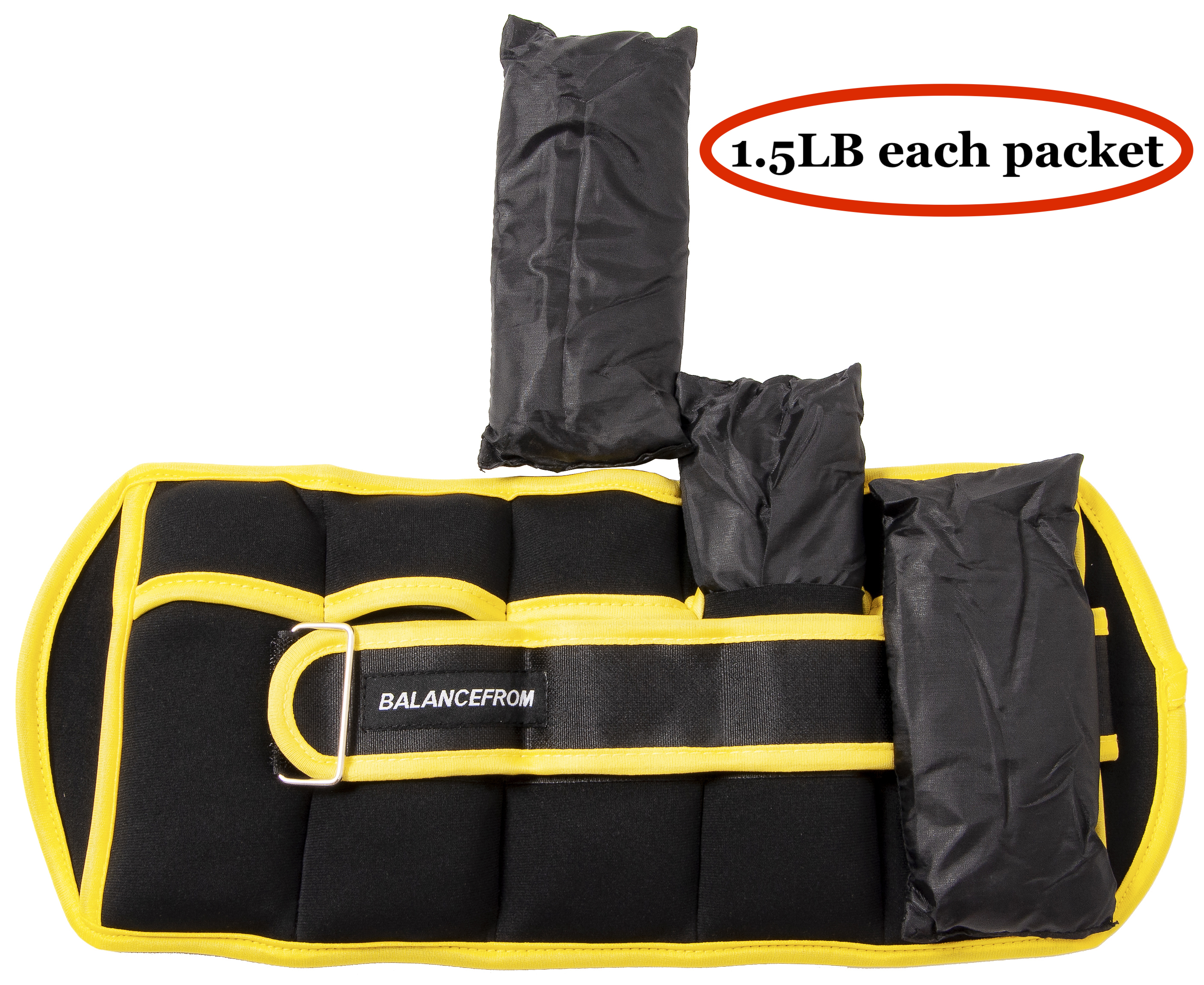 BalanceFrom 15 lbs Fully Adjustable Ankle Wrist Arm Leg Weights w Adjustable Strap, Pair Adjusts 0.5-7.5 lbs Each