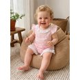 thumbnail image 6 of BemeyourBBs Toddler Baby Girl Summer Clothes Cute Infant Baby Girls Plaid Gingham 2 Piece Outfits Flying Sleeve Lace Collar Shirt Tops and Shorts Set Toddler Girls Summer Outfit, 6 of 9