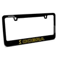 thumbnail image 1 of Ford Mustang Cobra Outline in Yellow Black Metal License Plate Frame, 1 of 1