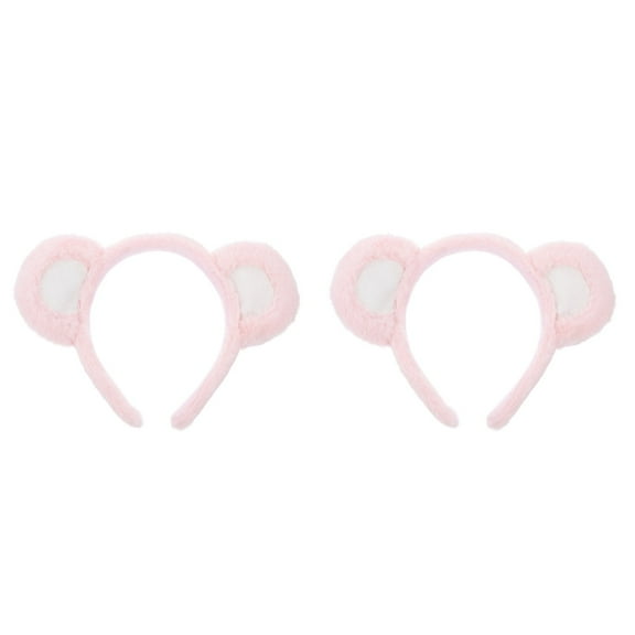 PartyKindom Bear Ear Hairband Adorable Pink Cloth Head Accessory for Decor 2Pcs