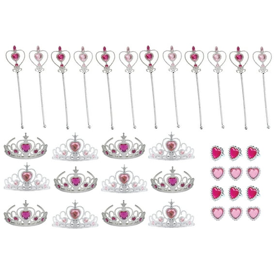 Charmed Princess Party Favors Set, 36 Pieces, Pink/Fuchsia Crowns, Wands