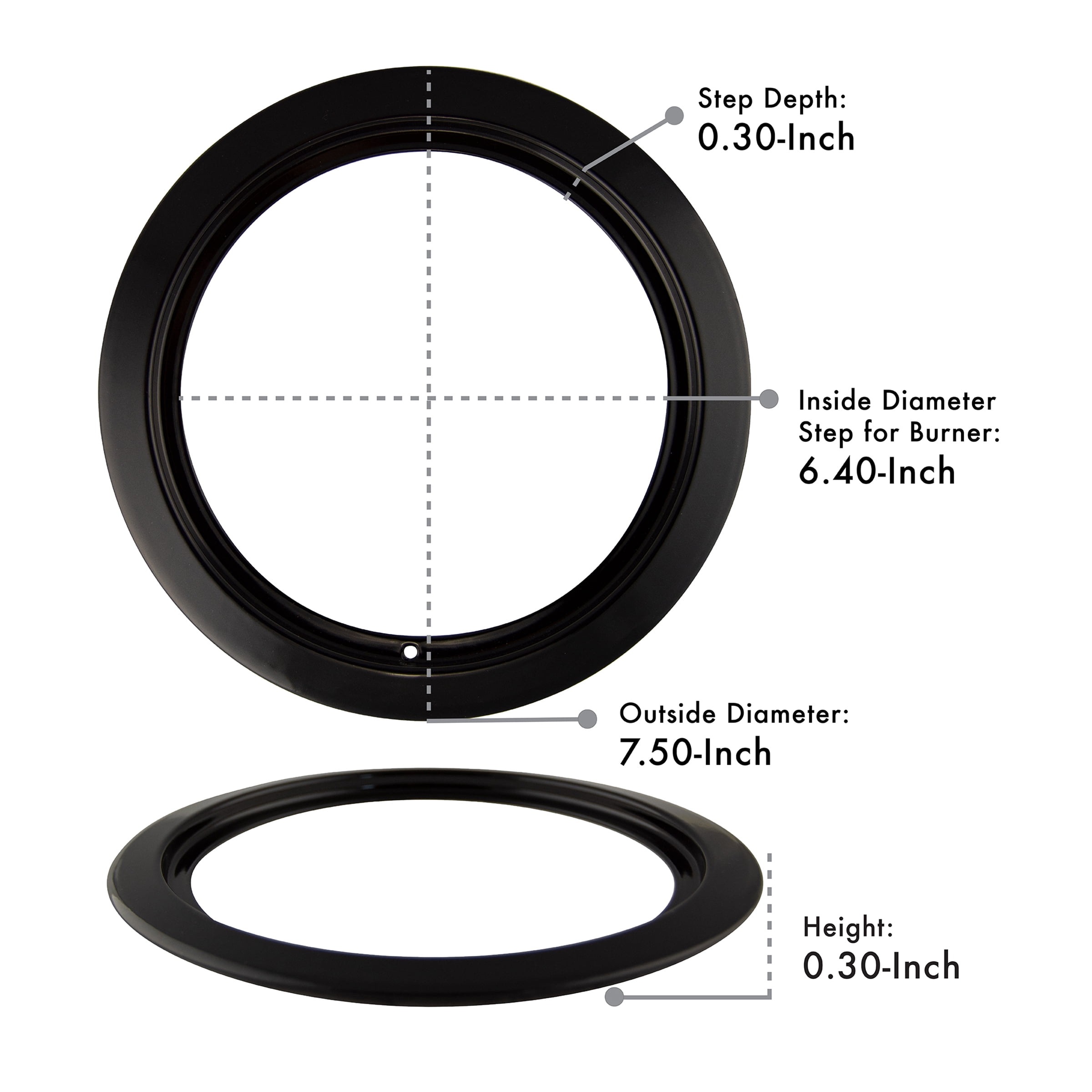 Range Kleen P1056RGE8Z Drip Pan & Trim Ring Black Porcelain, 3 Small & 1 Large each, 8 Pk