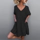 thumbnail image 2 of Moda mujer verano bolsillos cuello en V sólido suelto manga corta Mini vestido Fridja  qw6228, 2 of 8