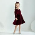 thumbnail image 3 of Toddler Girl Fall Winter Clothes Outfit Baby Girl Velvet Twirl Dress Long Sleeve Swing Party Dress with Pockets for Little Girl 18 Months-5T, 3 of 8