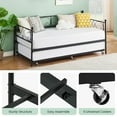 thumbnail image 6 of Twin Daybed with/without Trundle Metal Guest Sofa Bed Frame for Living Room, Bedroom, Apartment, Heavy Duty Metal Slats, No Box Spring Needed, Space Saving, 6 of 6