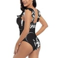 thumbnail image 4 of Disketp The Race to Space PrintWomen's Ruffled One Piece Swimsuit V Neck-Medium, 4 of 8