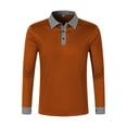 thumbnail image 4 of Men's Polo Shirts Long Sleeve Golf Polo Shirts for Men UPF 50+ Sun Protection Polos Casual Collared Shirts Coffee, XXXL, 4 of 5