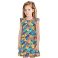thumbnail image 1 of Fotbe Colorful Fish 1 Vestido de Dormir para Niñas de 3 a 10 Años, Mangas Cortas, Estilo Princesa, Pijama Camisón con Mangas Voladas-Large, 1 of 6