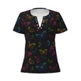 thumbnail image 2 of Uemuo Butterfly Drawing Women's Deep V-Neck Low Cut Tops - Casual Loose Fit with Stainless Steel Loop, Soft, Breathable, Perfect for Office, Travel, and Daily Wear-X-Large, 2 of 5