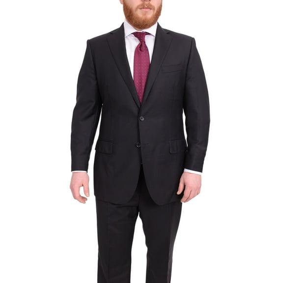 Blujacket Classic Fit Black Herringbone Half Canvassed Angelico Wool Suit