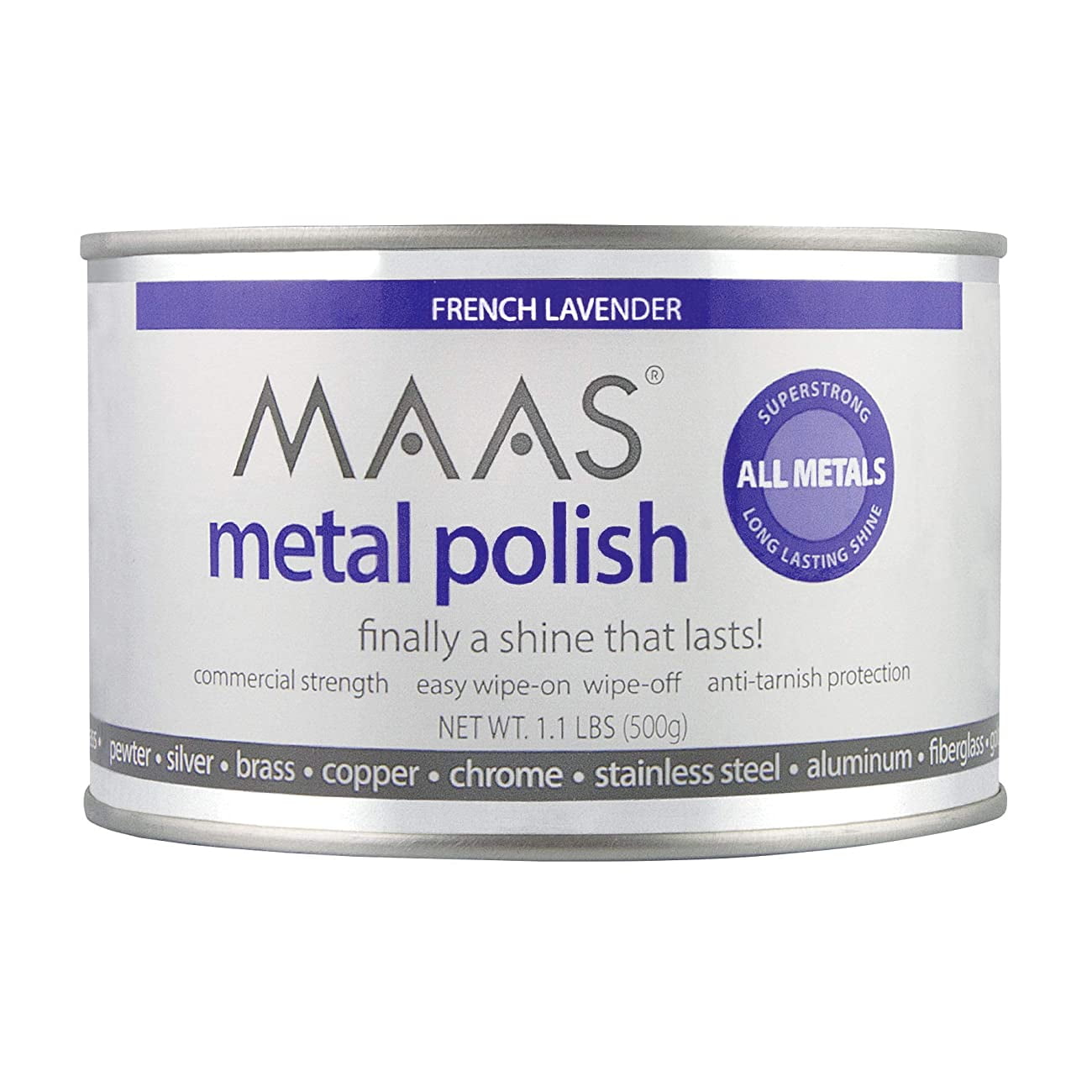 MAAS Metal Polish 1.1lb Can with Microfiber Cloth, Universal Metal Cleaner; Clean, Polish, and Protect Silver, Gold, Brass, Copper, Stainless Steel, and More