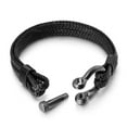 thumbnail image 3 of Leather Rope Braided Horseshoe Buckle Stainless Steel Bracelet Men's Accessories Titanium Steel Retro Jewelry, 3 of 5