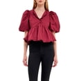 thumbnail image 1 of SUNSIOM Femmes Manches Blouses d'Automne Manches Courtes Peplum Tops Flipp V Cou Chemises Amples Printemps, 1 of 6