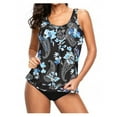 thumbnail image 1 of Gibobby Trajes de Baño Mujer Traje de baño con tiras en la espalda para mujer, conjunto de con estampado de dos piezas de talla grande, trajes de baño, c(Negro,XL), 1 of 5
