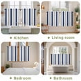 thumbnail image 6 of Navy Blue Stripe Kitchen Curtains, Geometric Grey White Vertical Striped Light Filtering Window Curtain Panels, 2Pcs Rod Pocket Window Treatments Set for Study Room Bathroom Bedroom 52x54 Inches, 6 of 9