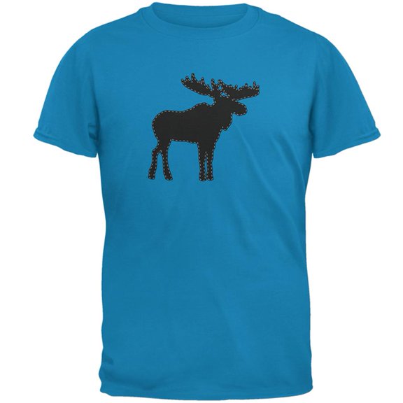 Moose Faux Stitched Mens T Shirt Sapphire 2XL