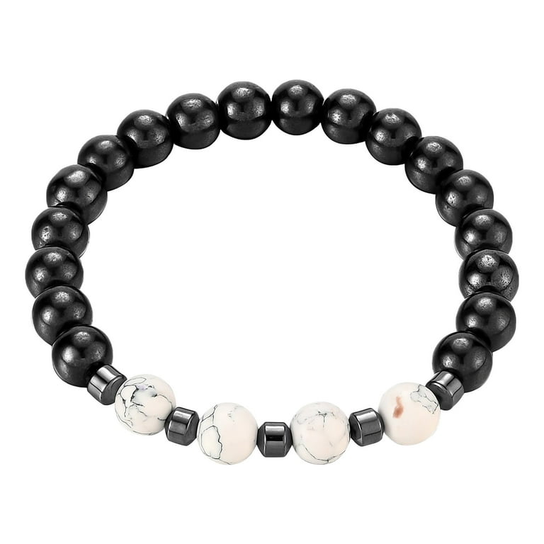 Beaded Friendship LOVE band with mother of pearl & hematite bracelet