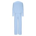 thumbnail image 7 of YUGYXL Womens Sweatsuits Sets Long Sleeve Crewneck Top Wide Leg Pants Two Piece Outfits Sky Blue XXL, 7 of 7