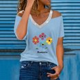 thumbnail image 2 of Camisetas Casuales para Mujeres Correa de Hombro de Verano Camiseta con Cuello en V, Manga Corta Top Ligero para el Hogar Y la Fiesta, 2 of 7
