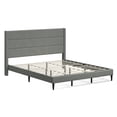 thumbnail image 2 of Pax Upholstered Platform Bed Frame / Sleak Wingback / Mattress Foundation / No Box Spring Needed / Easy Assembly, Stone, California King, 2 of 7