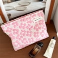 thumbnail image 4 of Large Cosmetic Bag for Women, Cute Floral Makeup Pouch with Zipper, Water Resistant Polyester Travel Toiletry Organizer for Skincare Stationery, Blue, 4 of 5